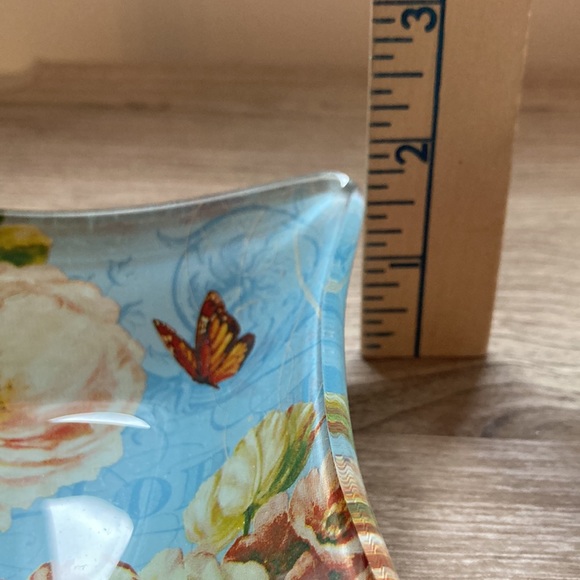 Lisa Audit square (2) glass bowls butterflies pivoine - Picture 13 of 13